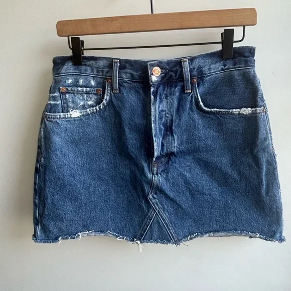 Agolde Quinn Denim Skirt 28 boho festival layered staple westerncore flattering - Picture 2 of 8